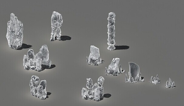 唯美的 各式各样形态的 通透 冰山 冰川 冰石 水晶石