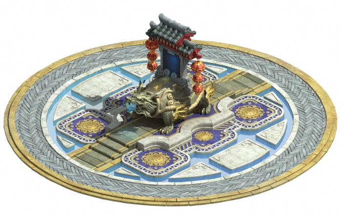 游戏场景—古代霸气天坛祭祀坛 口含龙珠的龙龟神兽 牌坊玄武龙龟