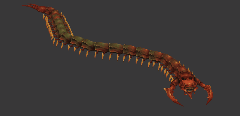 红色蜈蚣3d动画模型,爬行动物,毒蜈蚣,蜈蚣虫,多足动物,带骨骼蒙皮