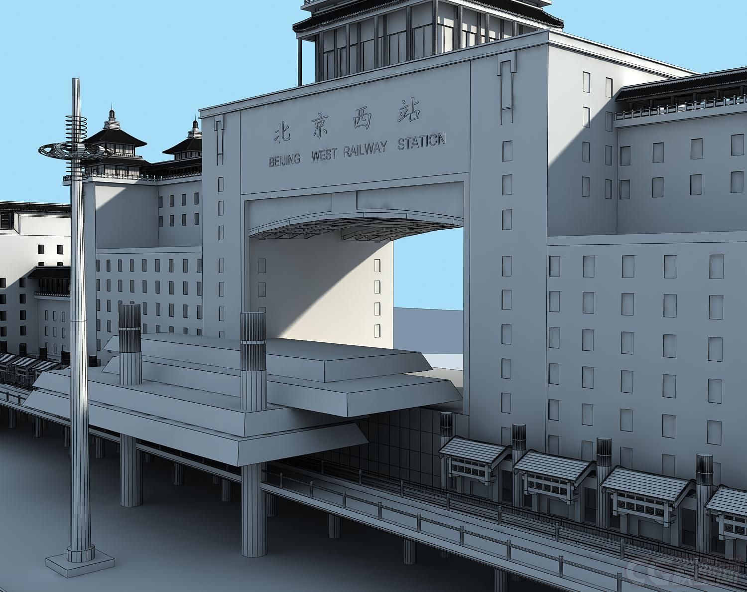 超写实北京西站3D模型,北京站,城市建筑场景模