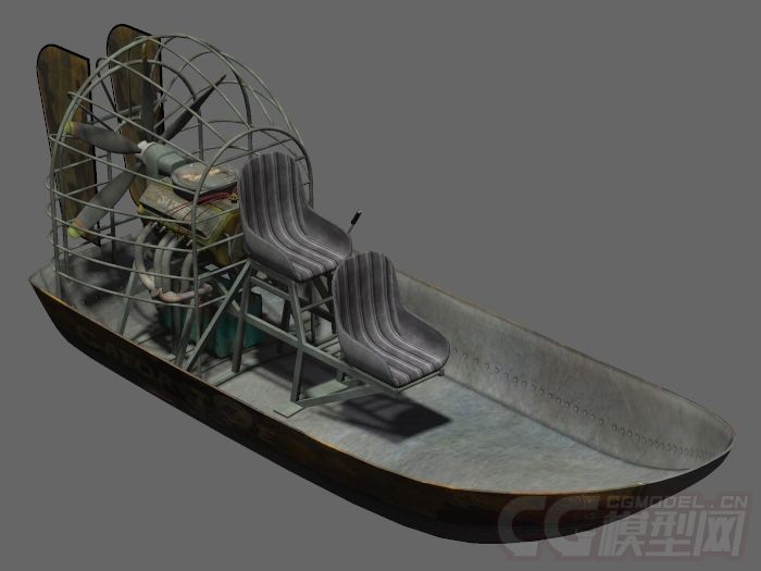 带绑定及贴图的汽船,fanboat平底船,airboat,自建小