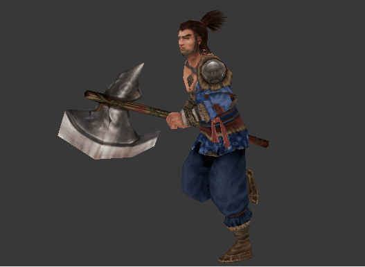 3d动画山越盾牌大刀兵人物模型,男人,战士,大汉,武士,含蒙皮动画,有