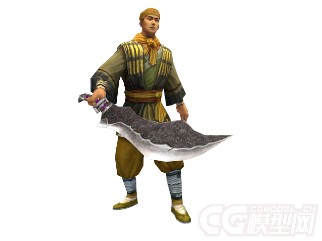 3d动画黄巾大刀兵,男人战士人物角色,男人,战士,大汉,武士,含蒙皮动画