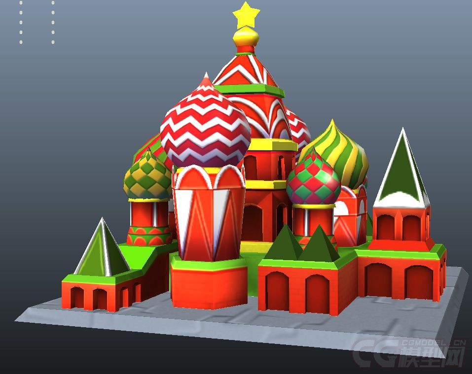 q版克里姆林宫,低面卡通克里姆林宫,世界地标建筑6手绘贴图,kremlin