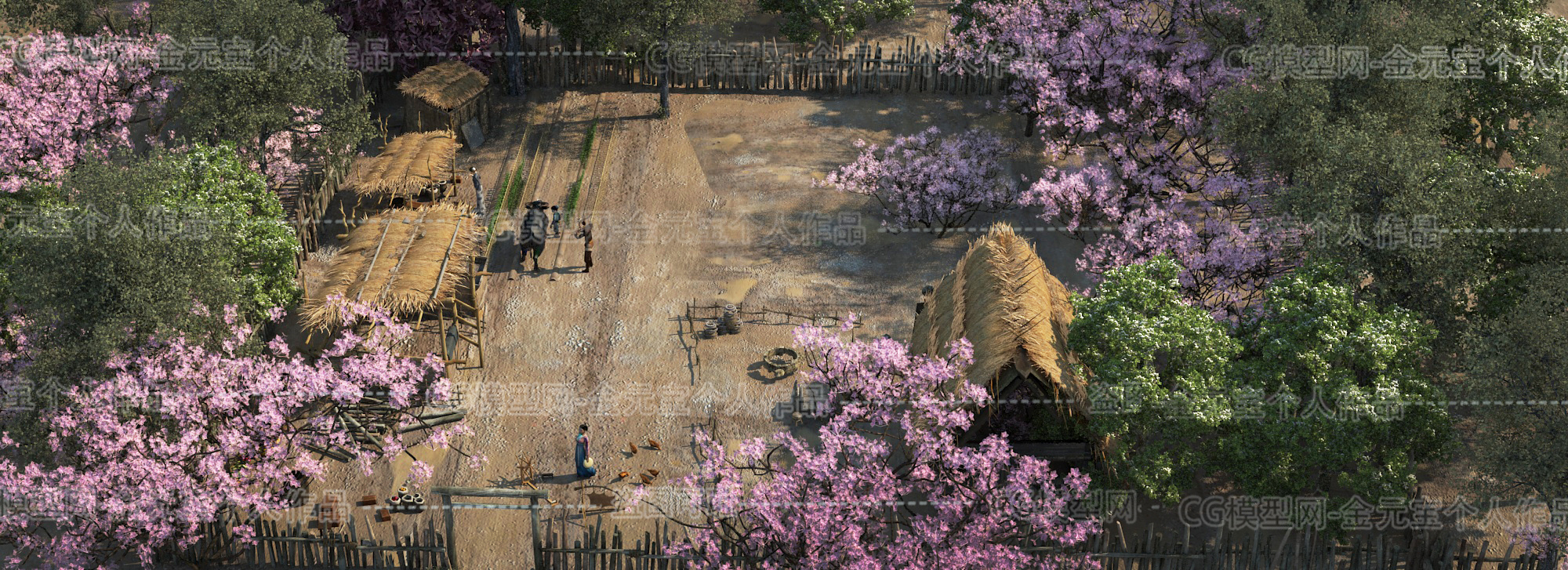 牛郎织女-男耕女织-古代仙女农夫耕地牛鸡桃花