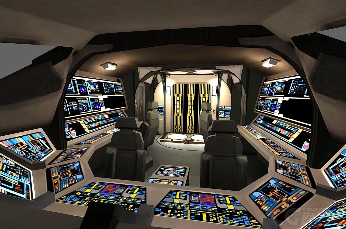 科幻建筑场景,科幻太空舱,生存空间,科幻飞船,驾驶舱 操作台 操作控制