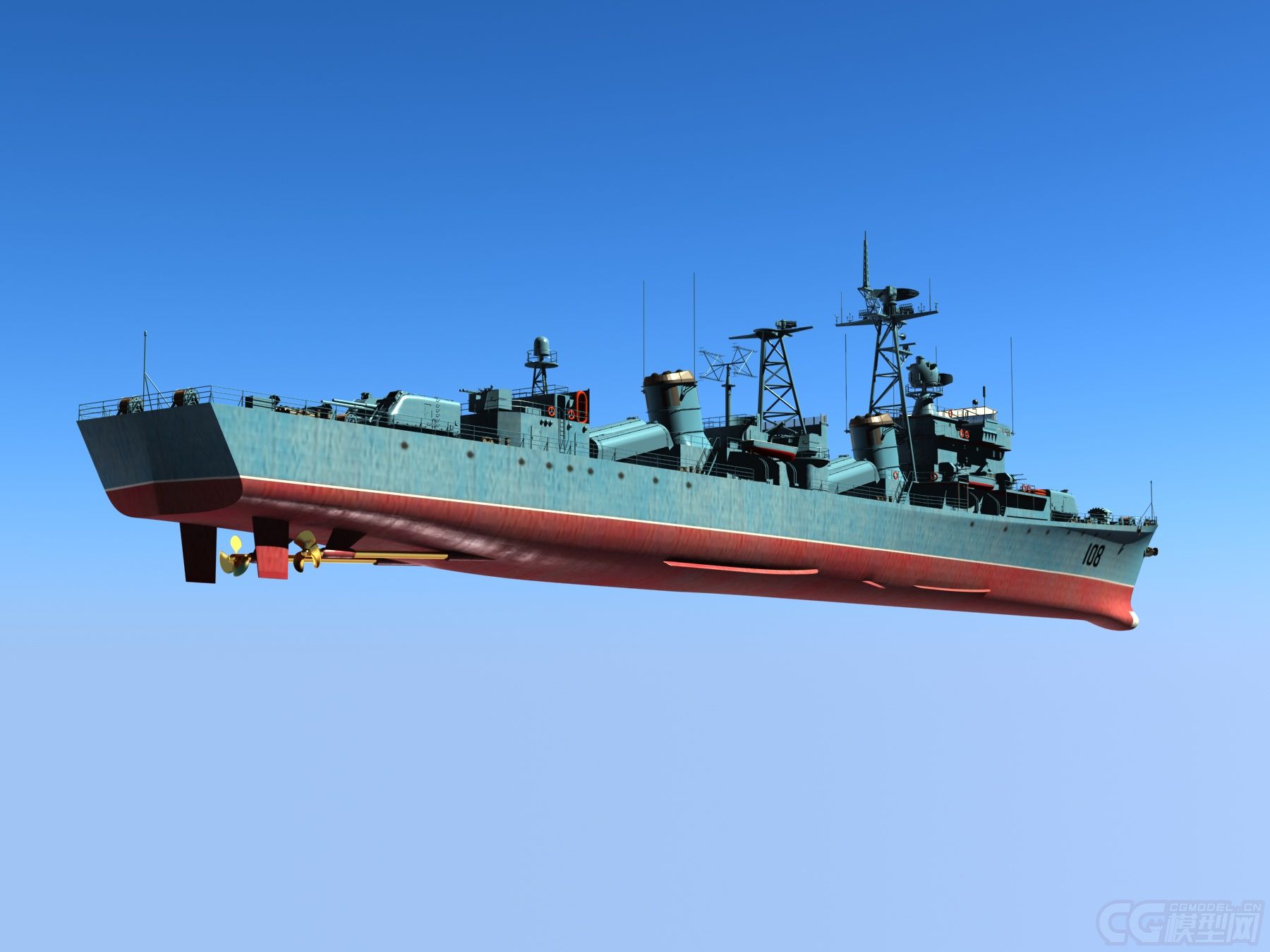 中国海军051d型导弹驱逐舰108西宁号模型