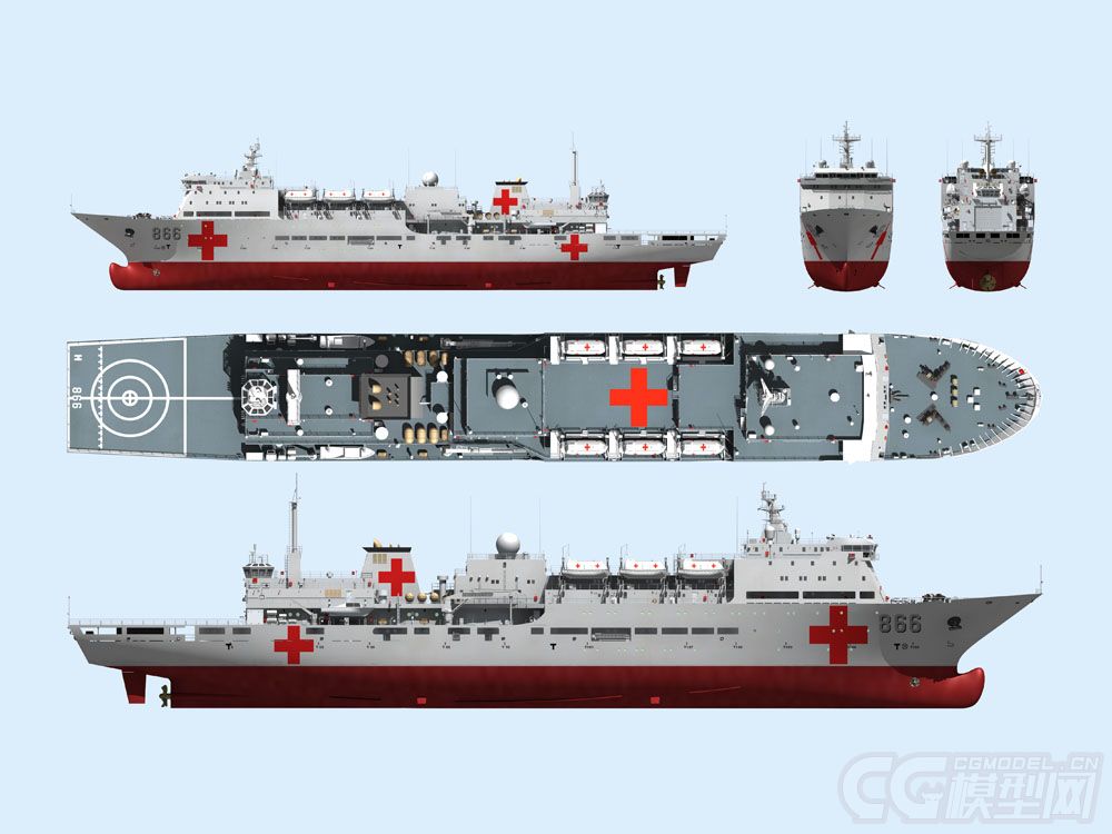 中国海军866岱山岛号医疗船_骇浪作品_船艇军舰_cg模型网