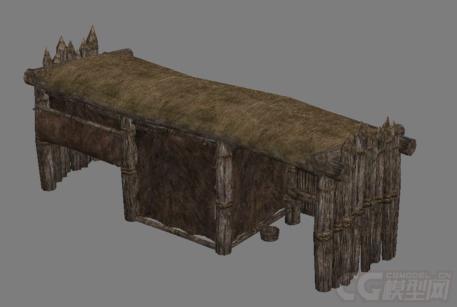 中世纪军营 哨所 马厩 茅草房 军事堡垒