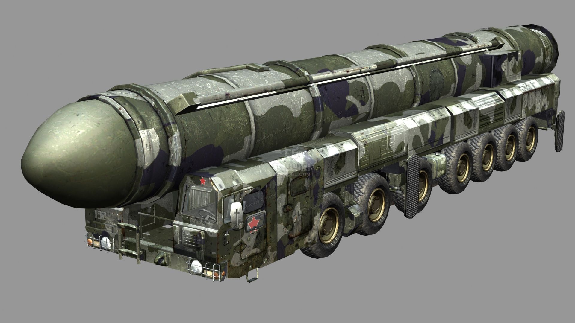 俄罗斯白杨-M白杨M洲际弹道导弹发射车，类似的有东风31等-CG模型网(cgmodel)-专注CG模型