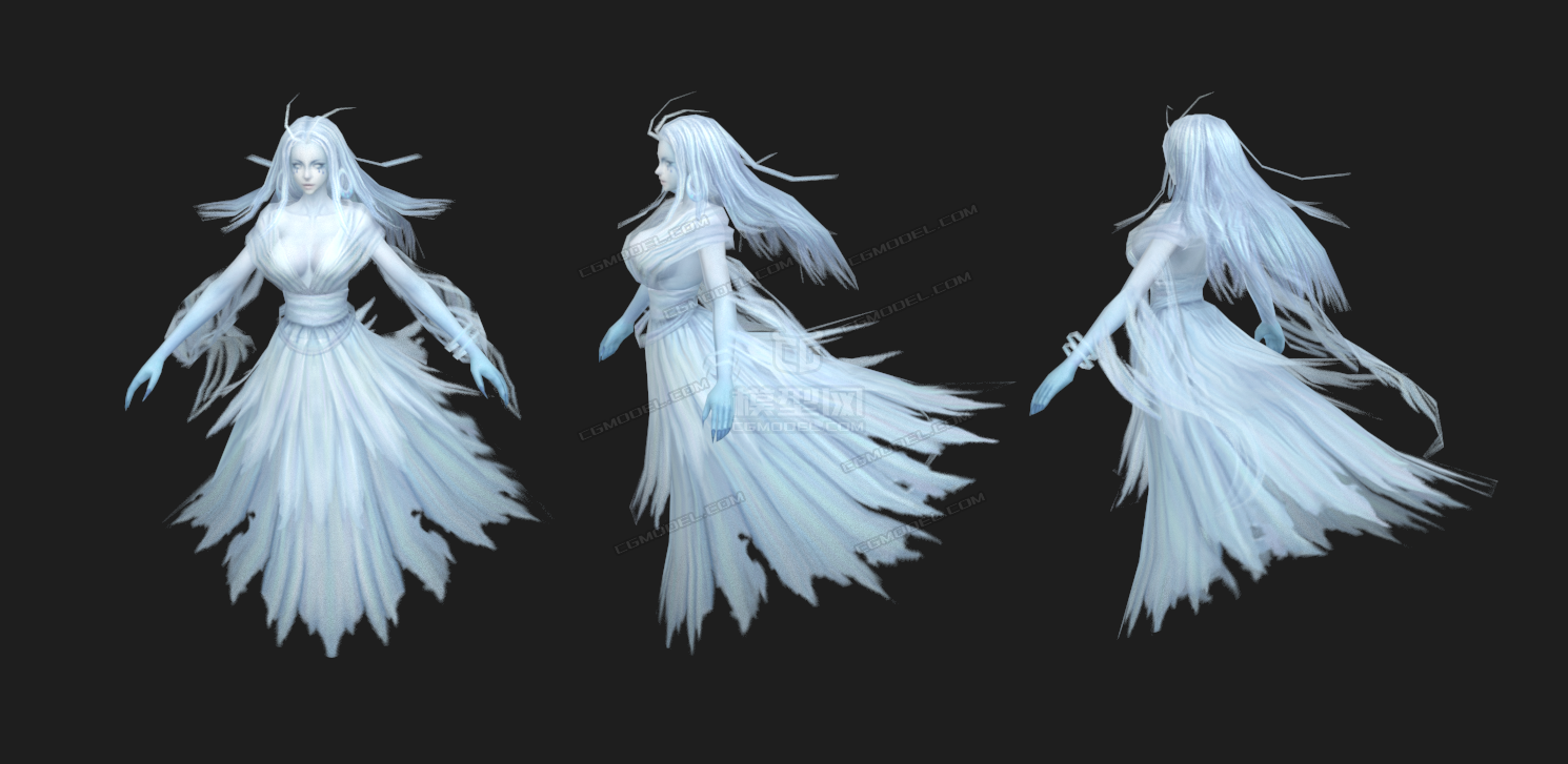 白发魔女--白衣女鬼，漂浮的幽灵魂幽灵鬼魂圣洁仙女法师魔导师，女主角接引人元婴灵魂