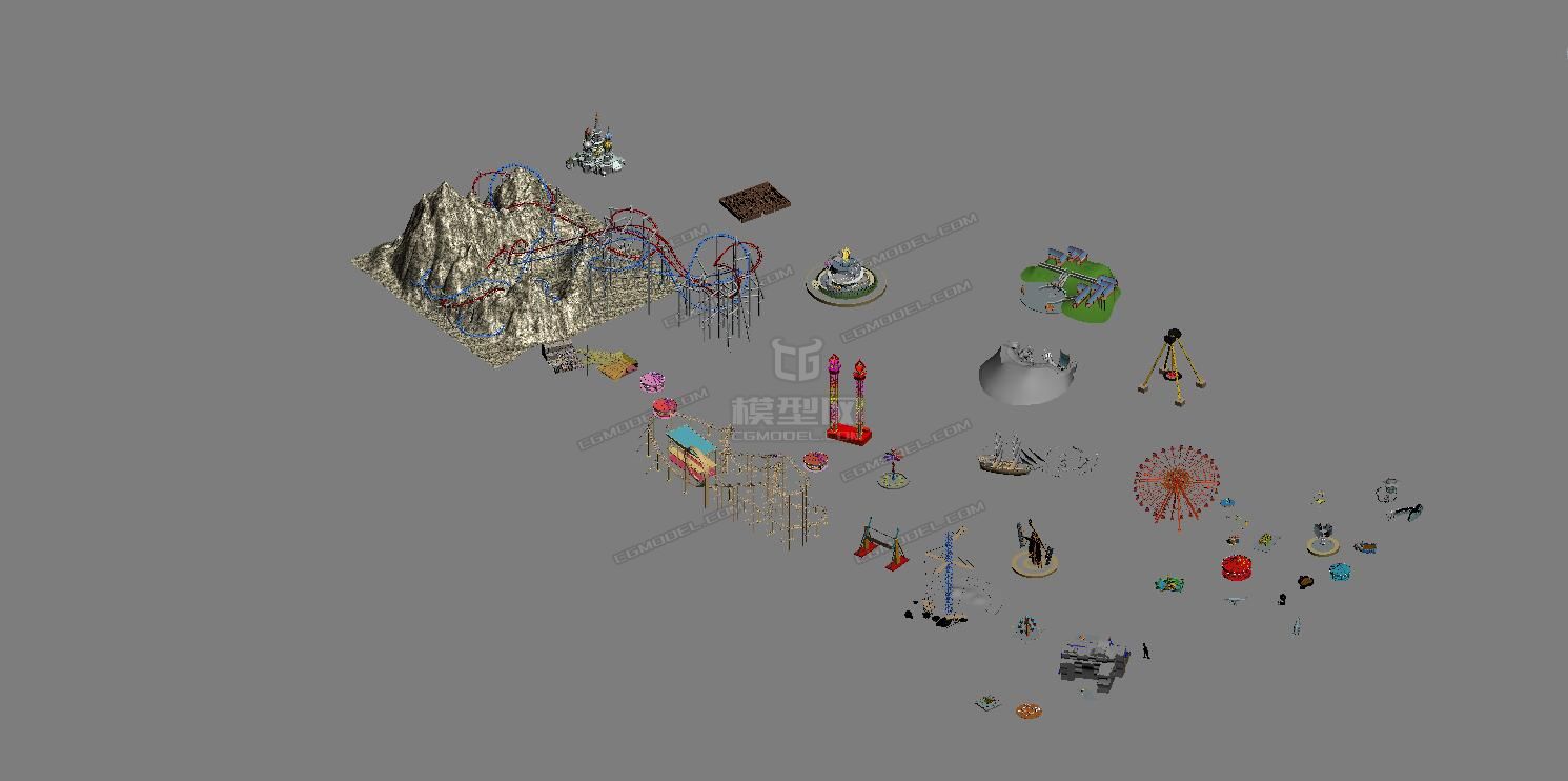 游乐场 儿童乐园鸟瞰 水上乐园 游乐设施 游乐设备 摩天轮动画 城堡