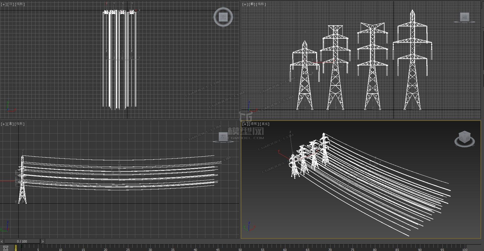 精致的高压传送电塔模型