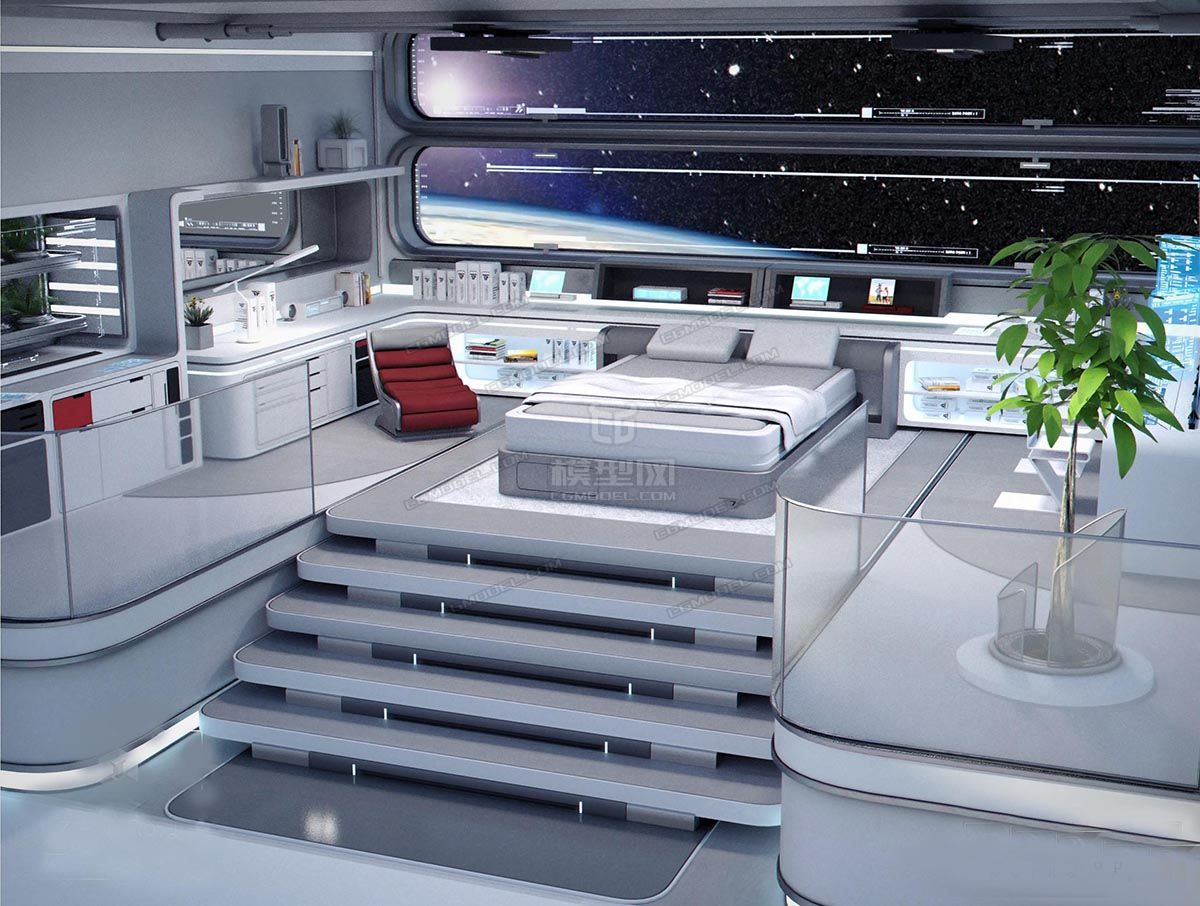 影视级的科幻卧室,未来卧室,睡觉舱休息舱带完
