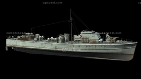 二战炮艇快艇军舰鱼雷艇扫雷艇摩托艇带内部结