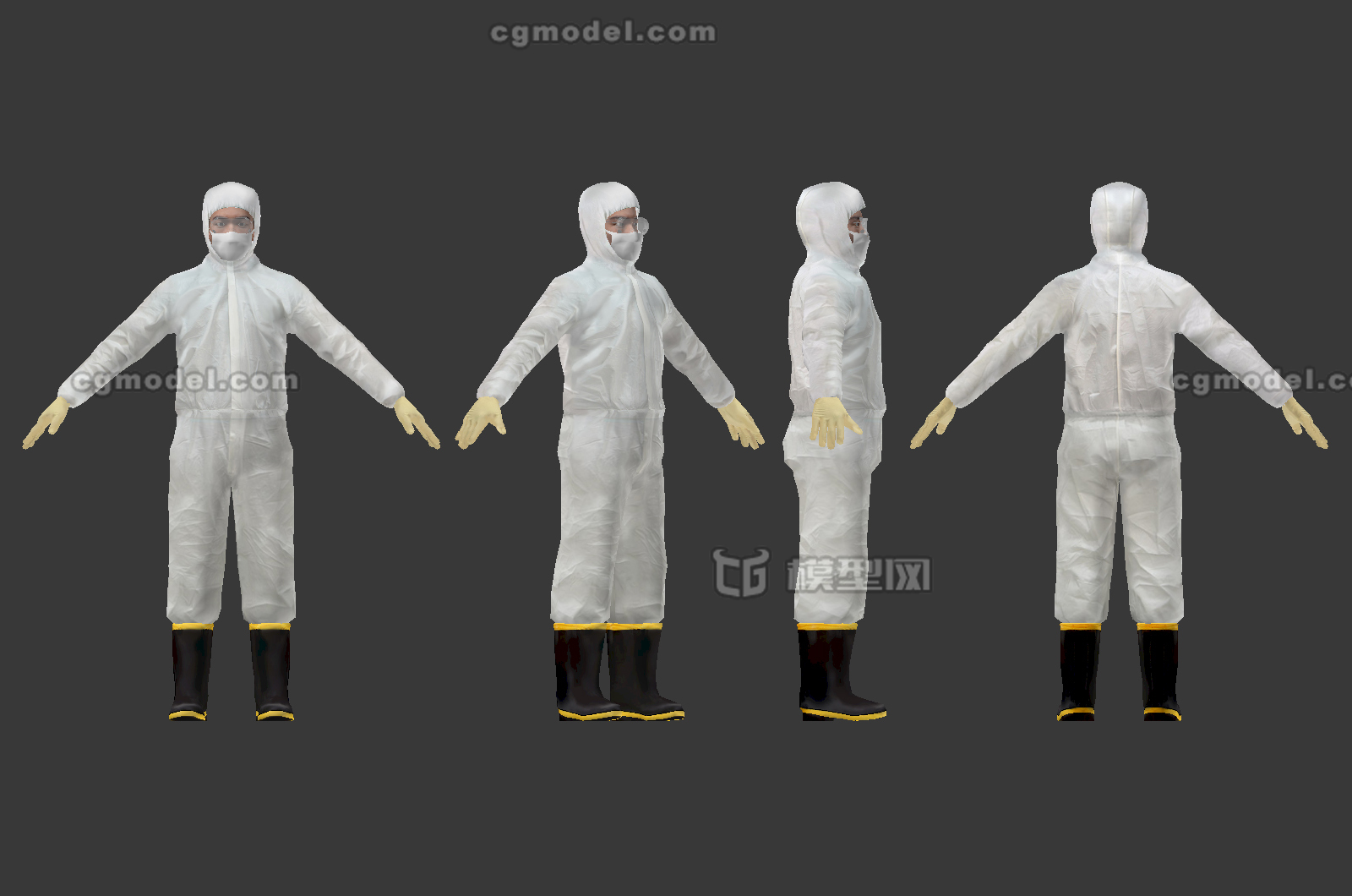 穿防化服 消毒副 生化服的医生 消毒人员 -CG模