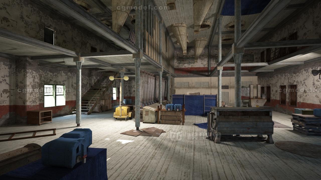 老旧废弃工厂秘密基地场景3d模型157