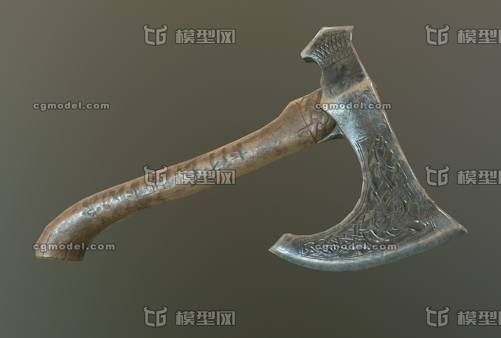 影视级 PBR 维京战斧02 2K 次世代 游戏 冷兵器 游戏道具-CG模型网(cgmodel)-专注CG模型