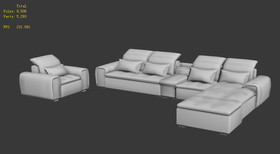 白色皮沙发 现代风格 低模加贴图-CG模型网(c