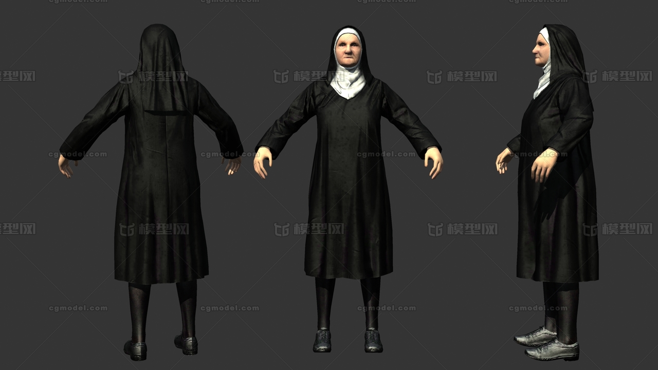 修道院基督教修女3d模型女修士圣母玛利亚