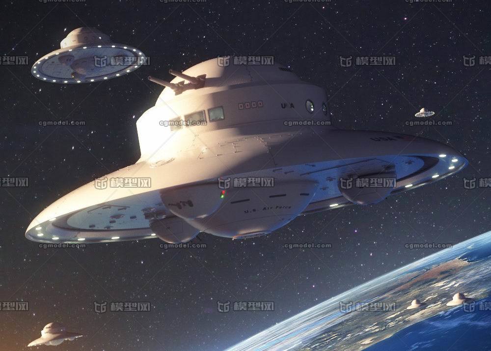 影视级别的ufo,飞碟,科幻飞机,宇宙飞船,带驾驶舱内部完整结构,4k贴图