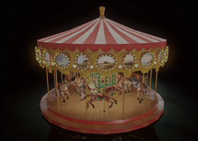 旋转木马或回转木马游乐场机动游戏的一种-C