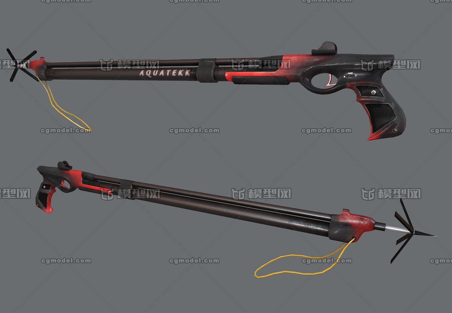 绝对稀有的矛枪次世代贴图骨骼已绑定的水下猎枪海洋捕猎工具-CG模型网