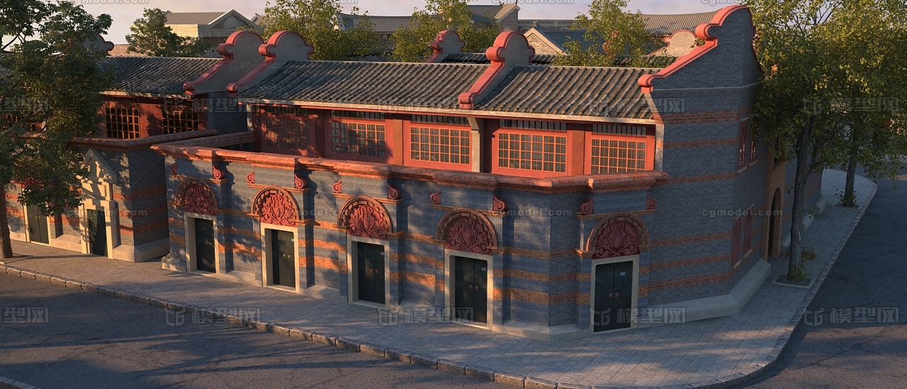 上海中共一大会址_落雨城_huang作品_场景现代场景_cg模型网