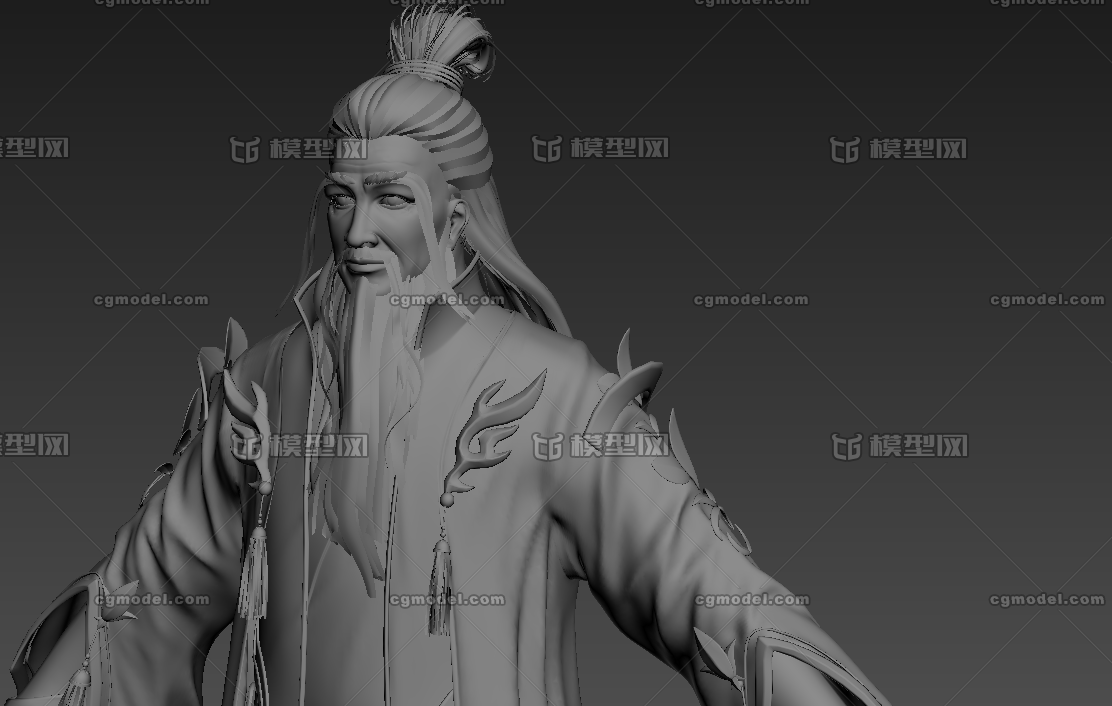 武侠道士 老道士 写实高模_wx111111作品_人物老人-男人物老人-男_cg