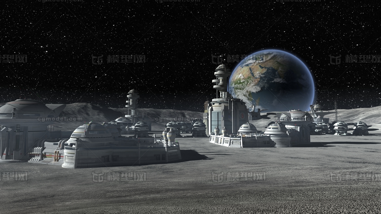 外星基地 月球表面 月球基地 月球空间站_￡栺尖荢宙∮作品_场景科幻