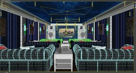 家庭影院 VIP私人家庭影院 室内 皮沙发 电影屏