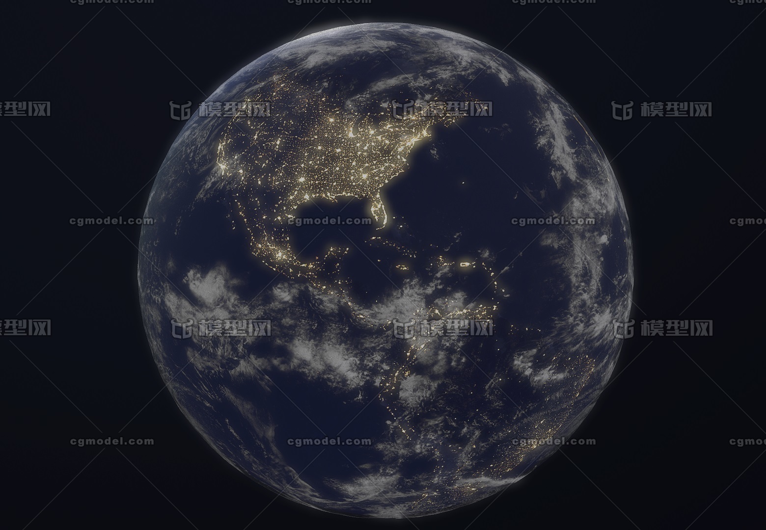 8k夜景地球 有大气层的夜晚地球 earth