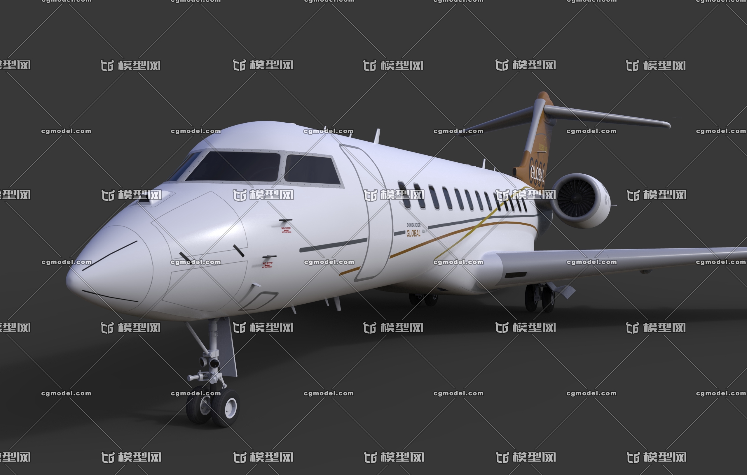 影视级】私人飞机公务机商务飞机庞巴迪Bombardier Global 6000 环球-CG