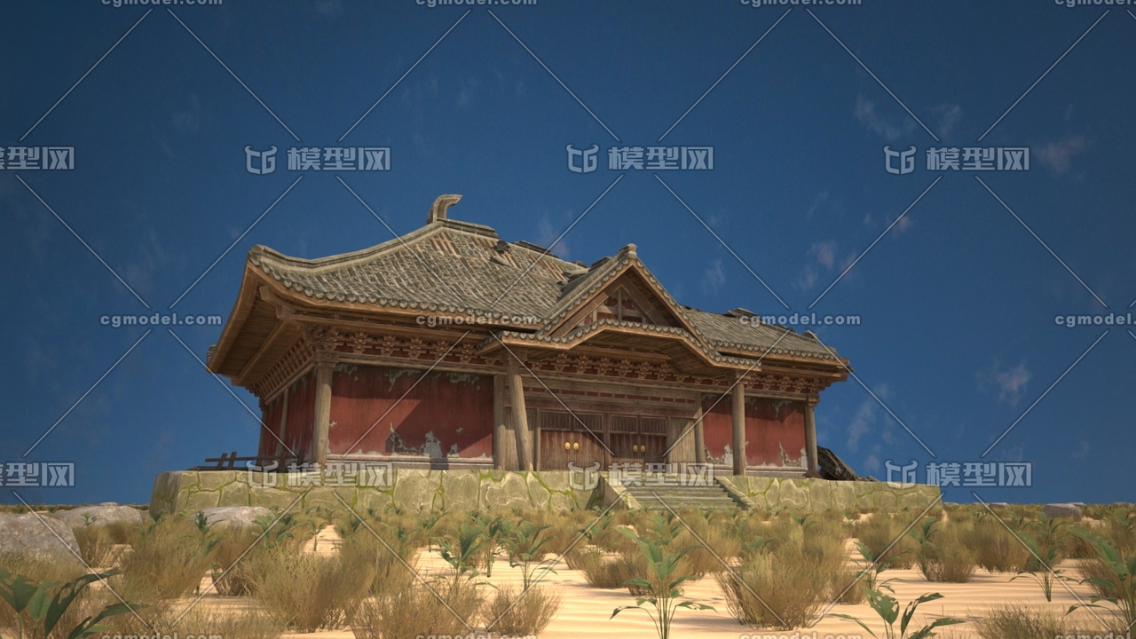 古代破旧破烂的房子3d模型