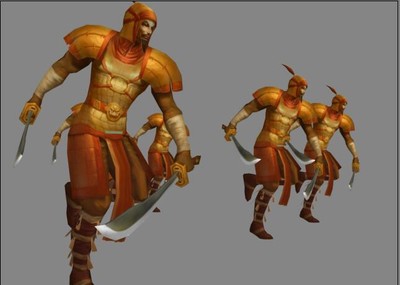 中国古代手持双刀一群奔跑的士兵标准cs骨骼绑