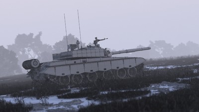 个坦克动画场景 坦克履带动画 草地荒地雪地树