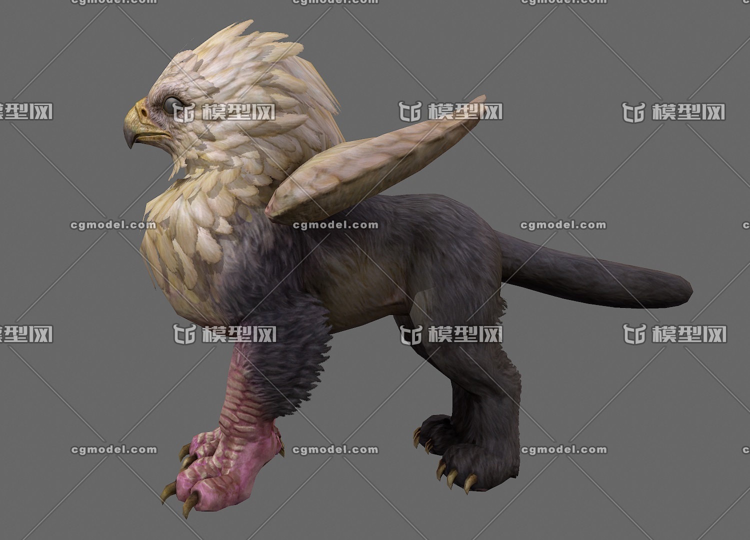 精致的幼儿期狮鹫兽奇幻生物狮鹫宝宝古代神话生物-CG模型网(cgmodel)-让