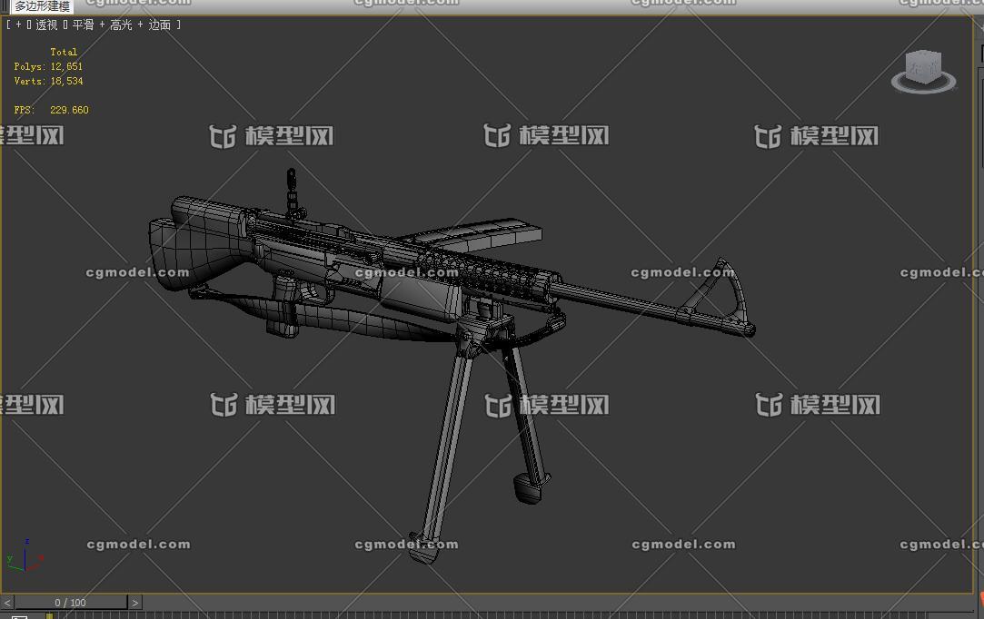 美军约翰逊m1944机枪_如筏喻者作品_武器枪械模型_cg模型网