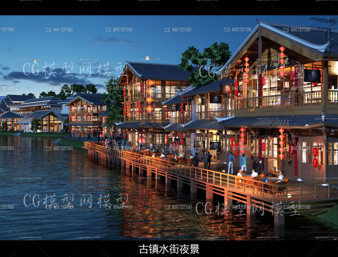夜市 古建 江南水乡 酒吧街 商业街夜景 古代集市 徽派建筑 饭店 闹市