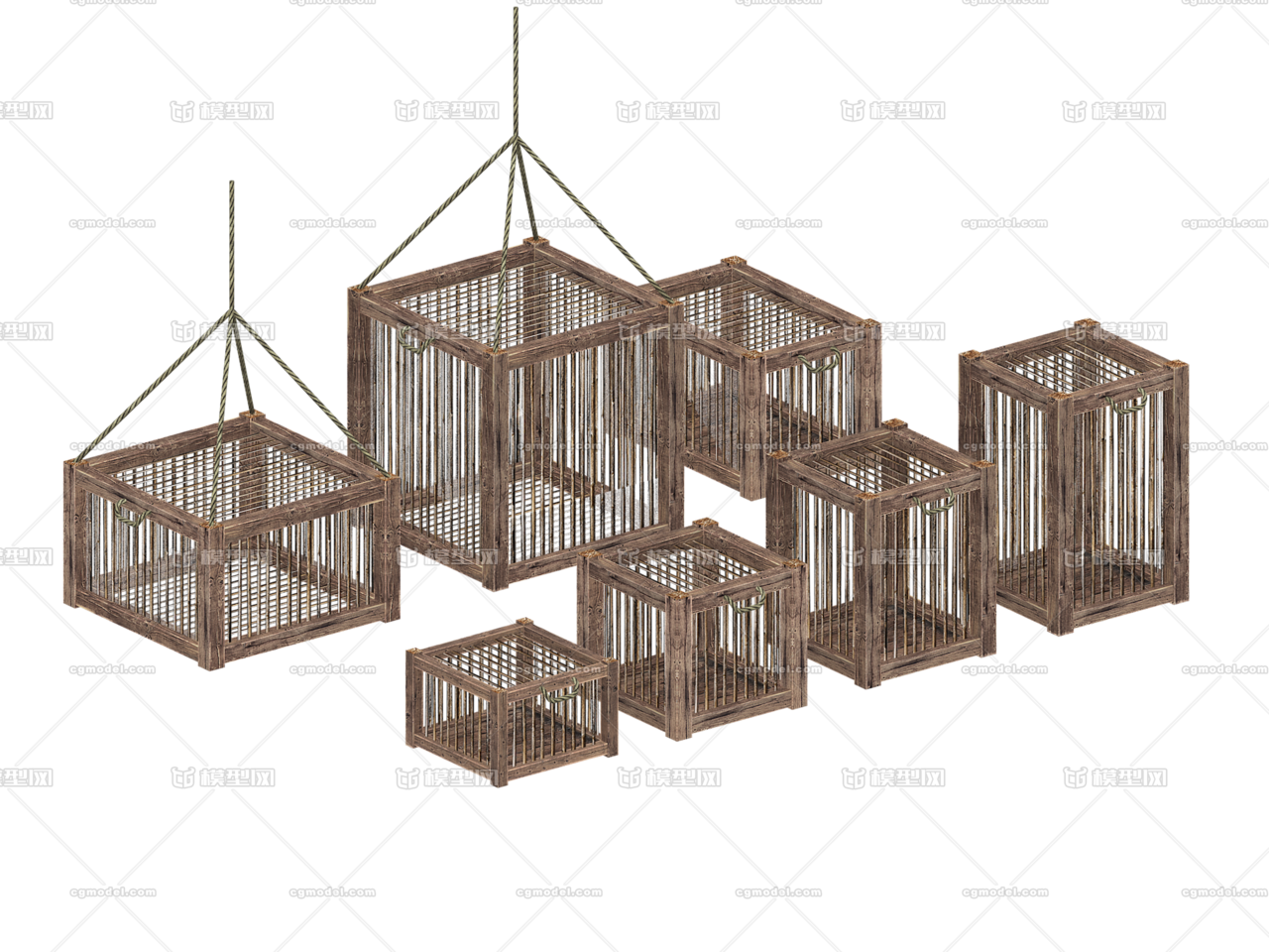 木笼子 动物笼子 牢笼 鸟笼 畜牧笼子 囚笼 挂笼 困兽笼 鸟笼 手绘带