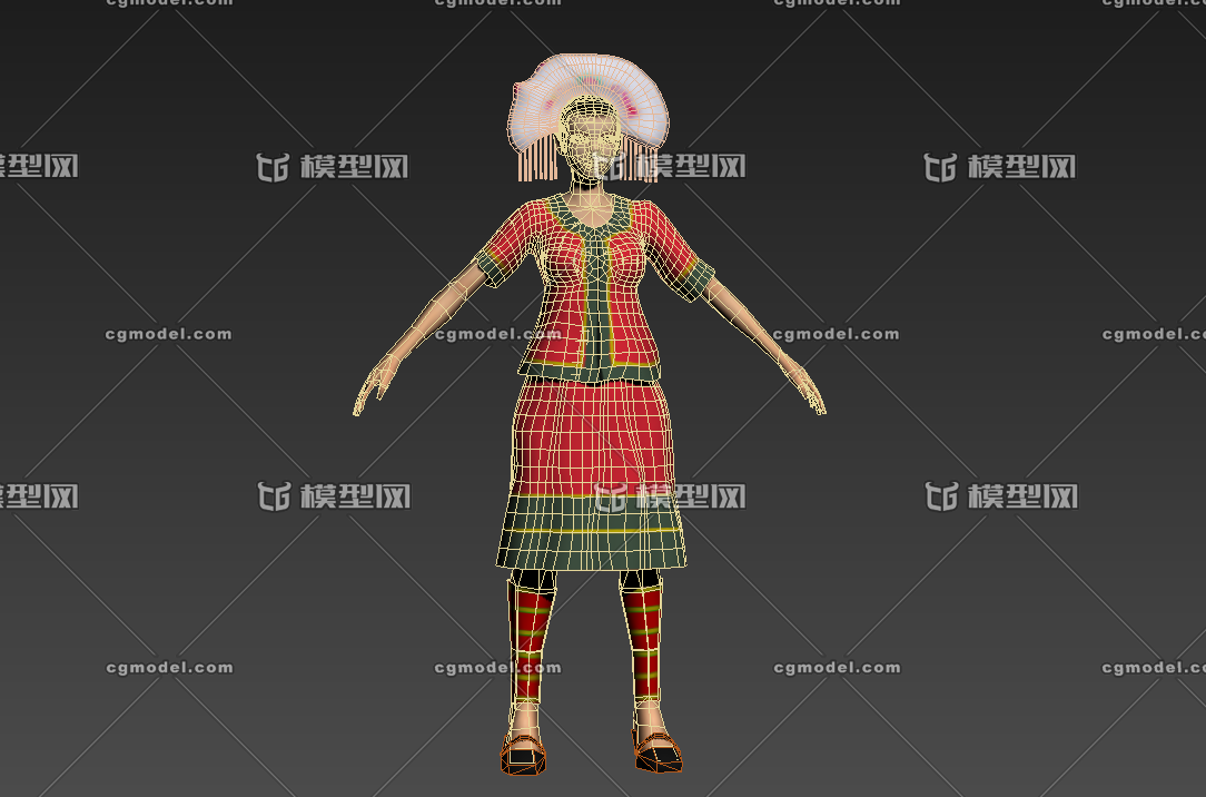 高山族女士服饰少数民族模型-女人-人物-服饰-cg模型网