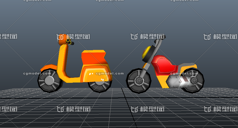 卡通Q版游戏模型素材可爱摩托车