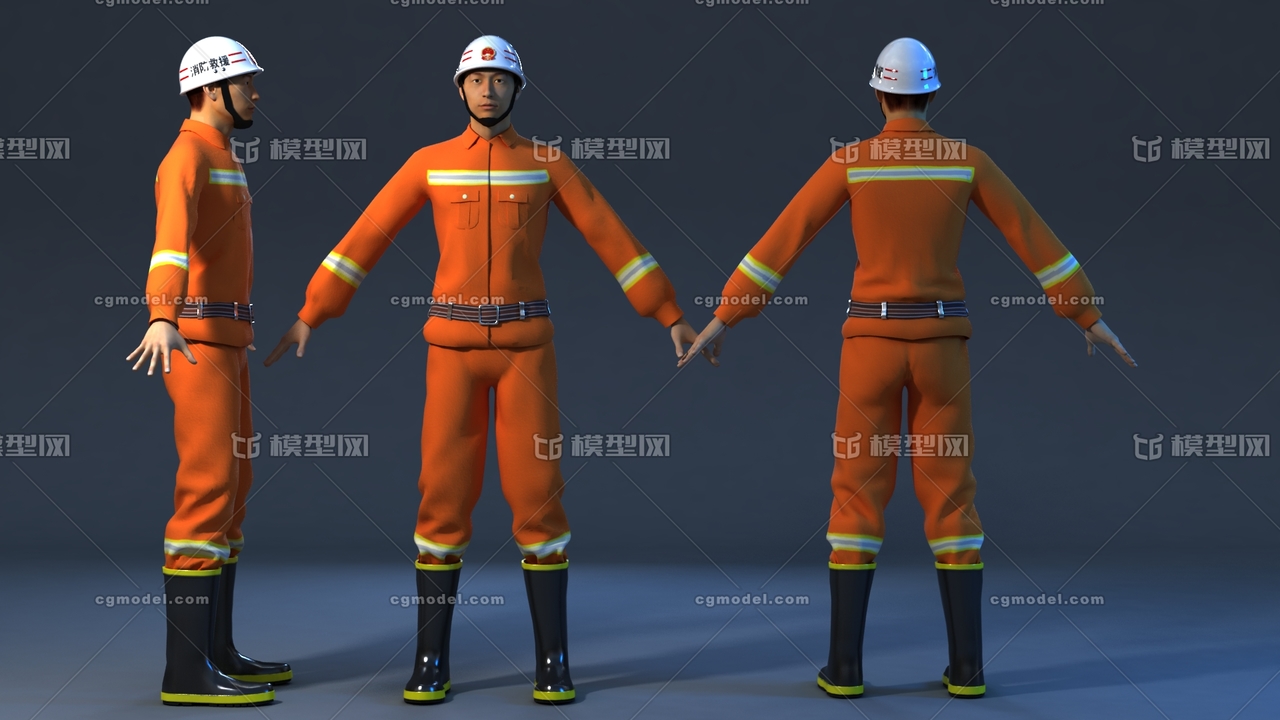 精细 中国消防员 救生员 FBX Maya源文件