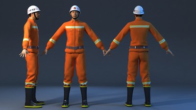 精细 中国消防员 救生员 FBX Maya源文件