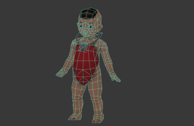 古代的一个小娃娃穿着红肚兜的小男童小宝宝儿
