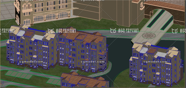西班牙风格欧式商业街小区 可用于主题乐园公
