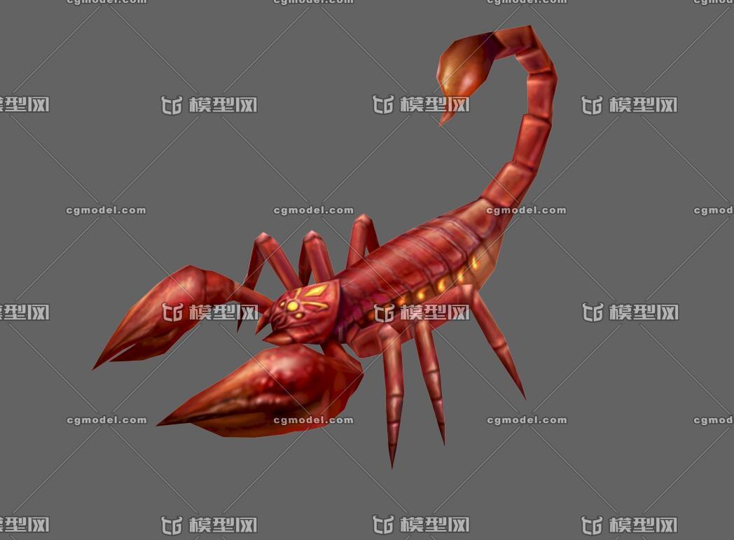 max卡通q版蝎子怪兽动物角色全套骨骼绑定动画虚拟物品非实物