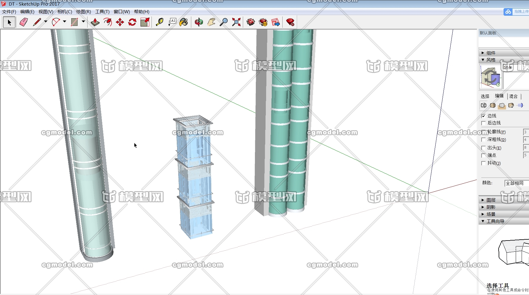 室外建筑用观光电梯 c4d obj su草图大师 maya玛雅 max u3d unity