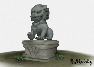 石狮子——水彩效果的渲染测试