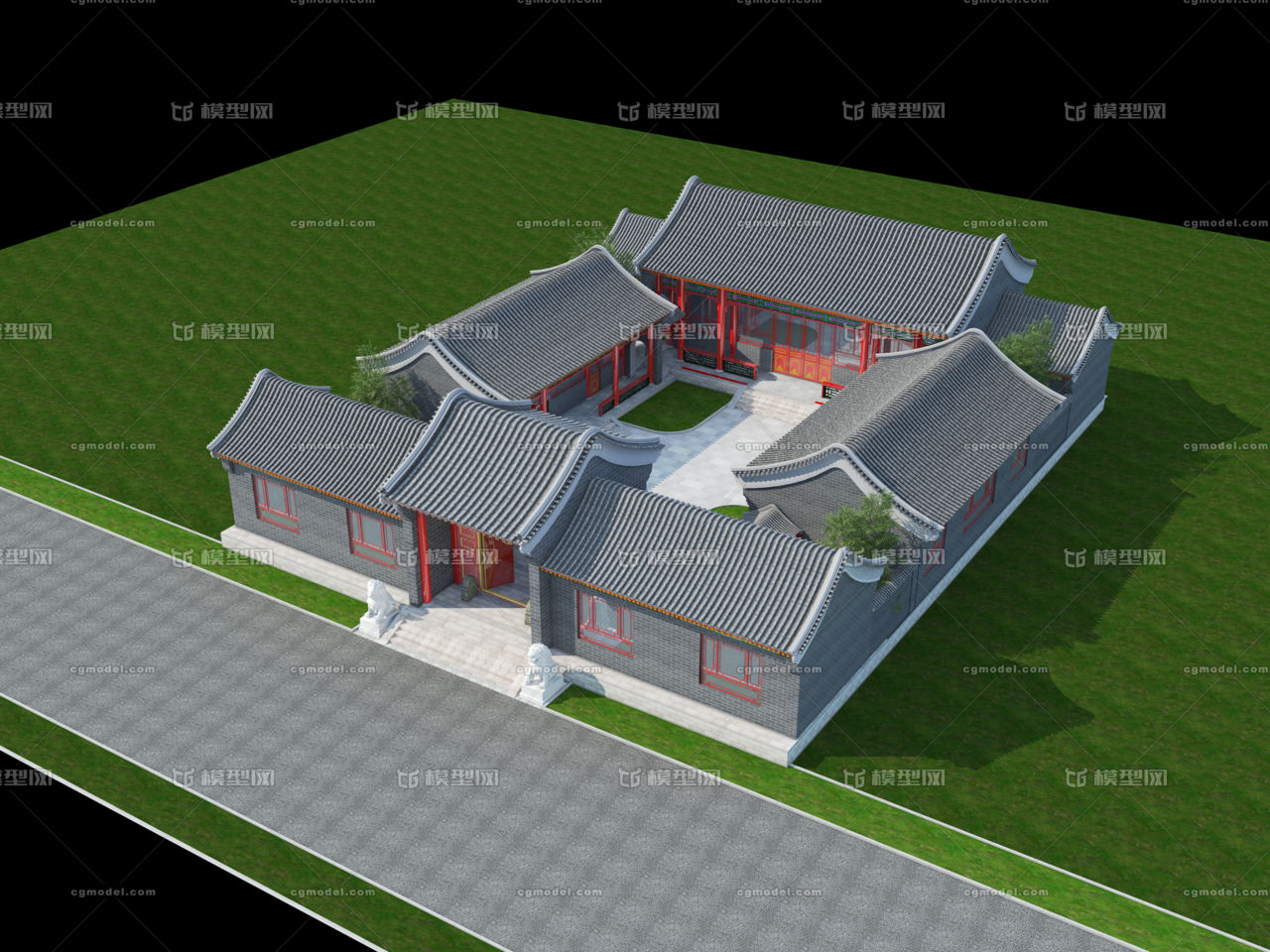 四合院 北京四合院 四合院模型 私会会所 四合院鸟瞰图 四合院细模